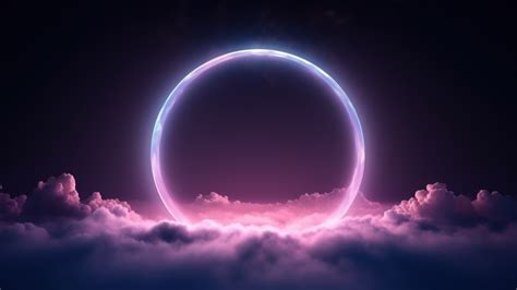 Neon Circle In Cloudscape Fantasy Backiee