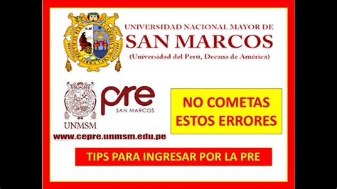 Tips Para Asegurar Tu Ingreso Por La Pre San Marcos Youtube