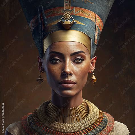 Ancient Egyptian Queen Nefertiti Portrait Generative Ai Stock