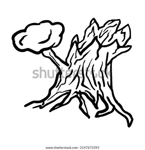 árbol Antiguo Con Raíz Doodle Mano Vector De Stock Libre De Regalías