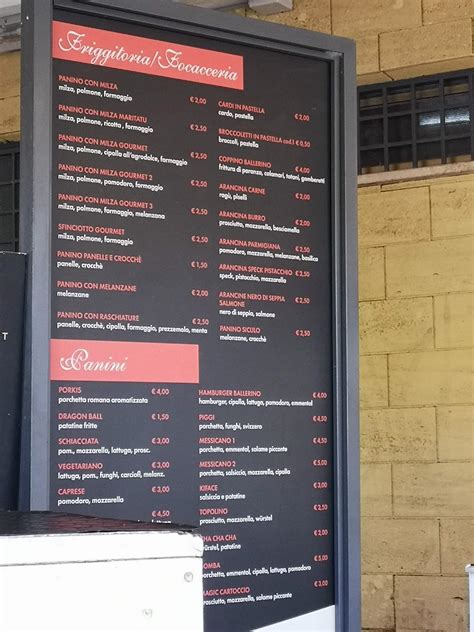 Menu at Nino u Ballerino - Popular street food, Palermo