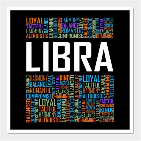 Libra Zodiac Traits Horoscope Astrology Sign Words Wall And Art Print ...