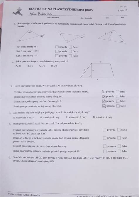 Matematyka Z Plusem Klasa Sprawdzian Figury Na Plaszczyznie Hot Sex