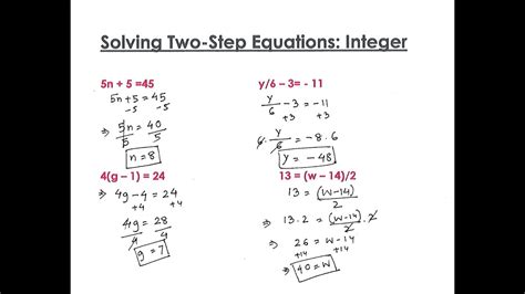 Strategies To Solve Two Steps Linear Equations With Integers Youtube