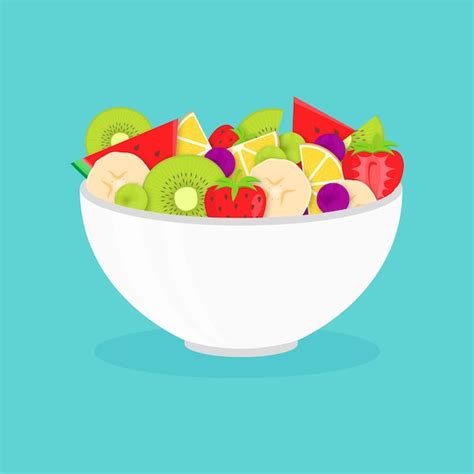 Deliciosa Ensalada De Frutas En Un Taz N Blanco Vector Gratis