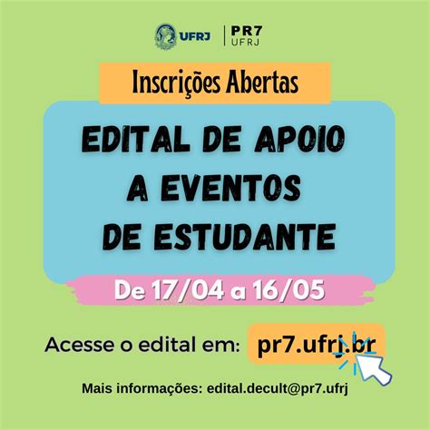 Inscrições Edital de apoio a eventos de estudante até 16 05 2023