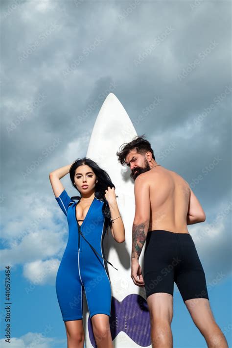 Couple Summer Vacation Sexy Woman In Bikini Summertime Concept Sexy Man In Swimsuit