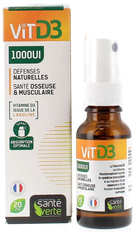 Santé verte Vit D3 1000 UI défenses naturelles