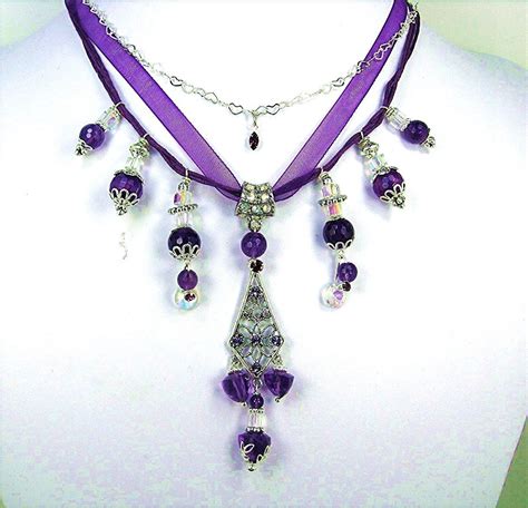 Purple Purple Amethyst Gemstone Necklace Necklace By Fantasydesign