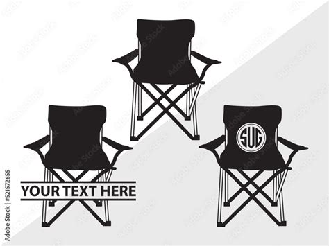 Vetor Do Stock Folding Beach Chairs Monogram Svg Cut File Lawn Chair