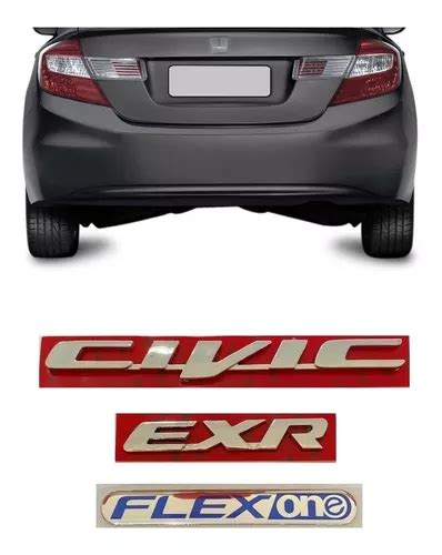 Kit Emblema Letreiro Tampa Civic Exr Flexone 2013 A 2016 MercadoLivre