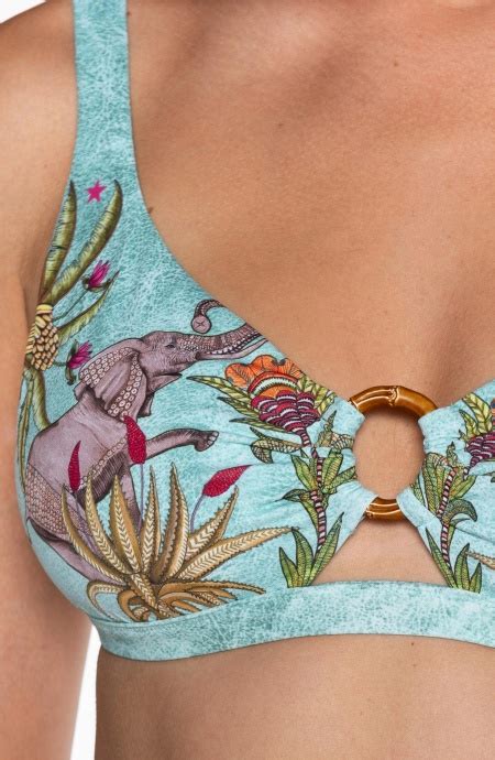 Brassiere Bikini Safari Print Size XL Brief Flakes Medium Coverage Color Light Blue