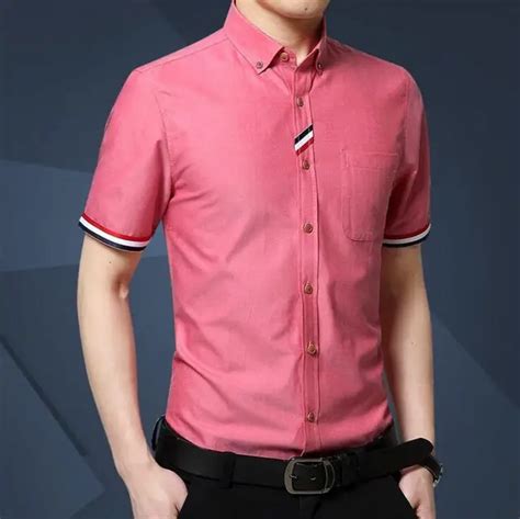 Summer Smart Casual Mens Short Sleeve Shirt Male Thin Breathable Slim