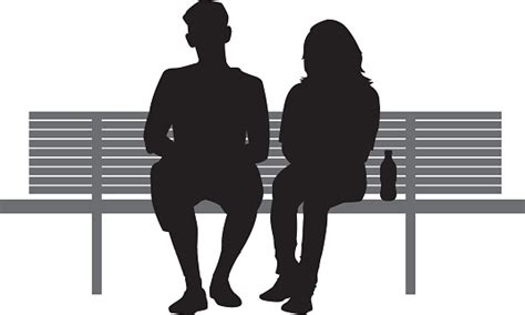 Two People Sitting On Bench Stock Illustration Download Image Now Istock