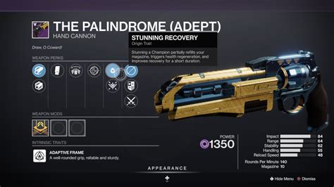 How To Get The Palindrome Hand Cannon In Destiny Ginx Esports Tv