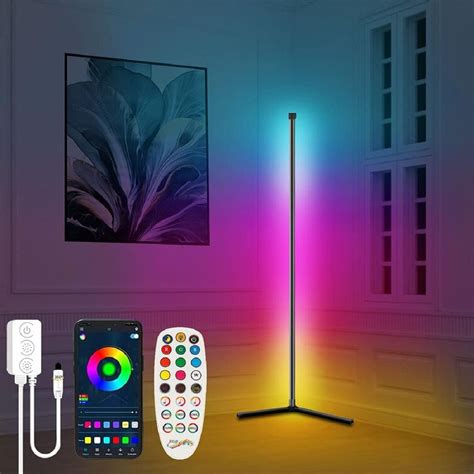 Orren Ellis Led Floor Lamprgb Color Changing Mood Lighting Corner Lamp