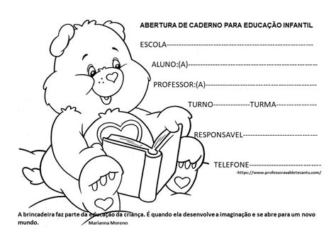 Abertura De Caderno Para Educação Infantil - Professora Valdete Cantú: Abertura de caderno para Educação Infantil