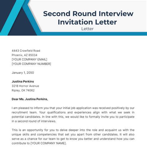 Second Round Interview Invitation Letter Template Edit Online