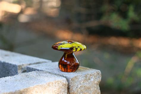 Vintage Amber Art Glass Mushroom Mushroom Paperweight Boho Etsy Glass Art Glass