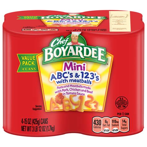 Save On Chef Boyardee Mini Abcs And 123s With Meatballs Value Pack 4