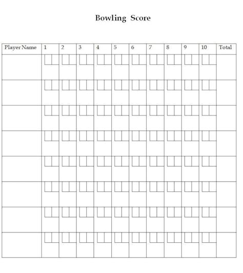 Bowling Score Sheet Instant Download Printable Bowling Score Card Etsy