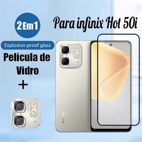 Película de Vidro Temperado 2 Em 1 Para infinix Hot 50i 50 Pro 5G 4G 9D Filme De Proteção E