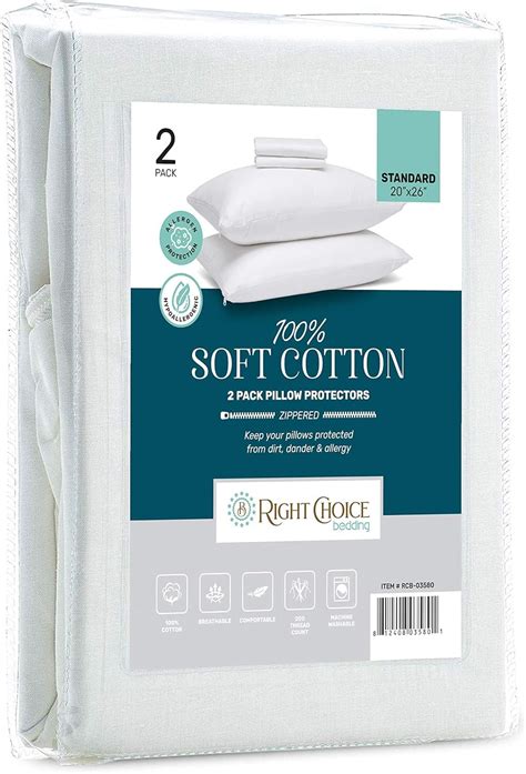 Right Choice Bedding Cotton Pillow Protectors With Zipper Superior