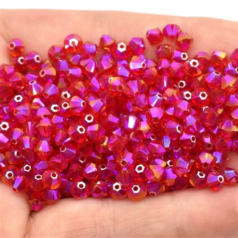 Light Siam Satin 5301 5328 Red Swarovski Crystal Bicone Etsy