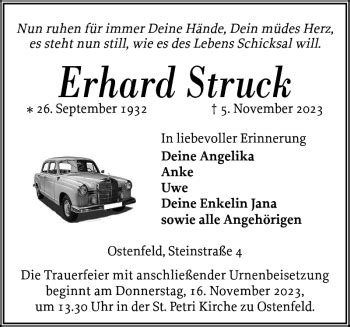 Traueranzeigen Von Erhard Struck Sh Z Trauer