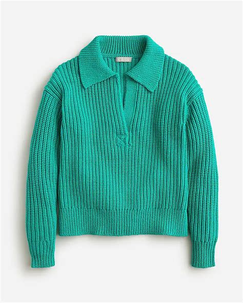 J Crew Ribbed Cotton Johnny Collar Sweater Polo For Women