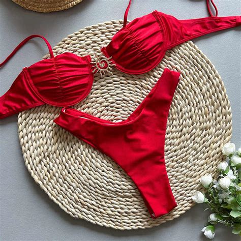 Tw Push Up Bikinis Sexy Women Swimsuit Swimwear Female High Waist Bikini Set Biquini