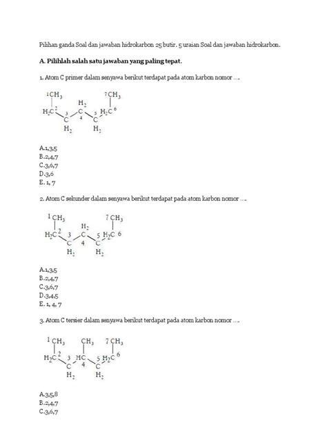 Contoh Soal Kimia Senyawa Hidrokarbon Beserta Jawabannya Math