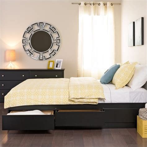 Prepac Sonoma Queen Platform Storage Bed With Drawers In Black Cymax