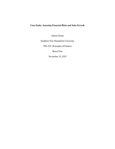 Fin Module Four Case Study Case Study Assessing Financial Risks