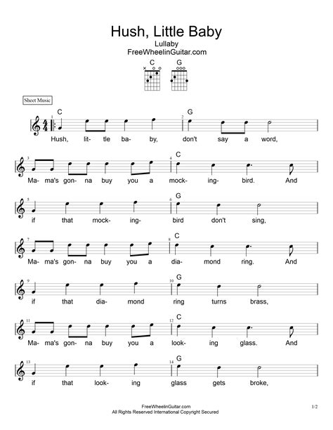 Hush, Little Baby - Sheet Music - FreewheelinGuitar.com