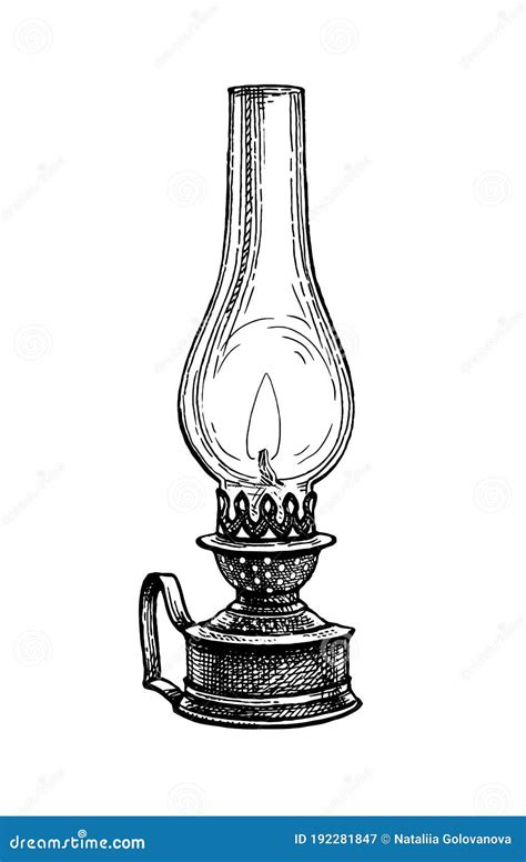 Sketch Old Kerosene Lamp Cartoon Vector Cartoondealer