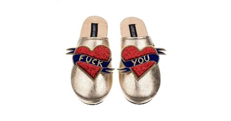 Laines London Softie Slippers With Fuck You Brooches In Red Lyst