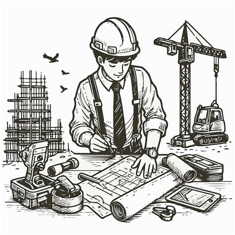 Premium Vector Vector Illustration Of Busy Civil Engineer In