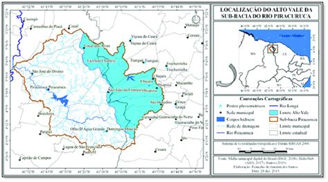 Localização do Alto Vale da Sub bacia do rio Piracuruca situado na