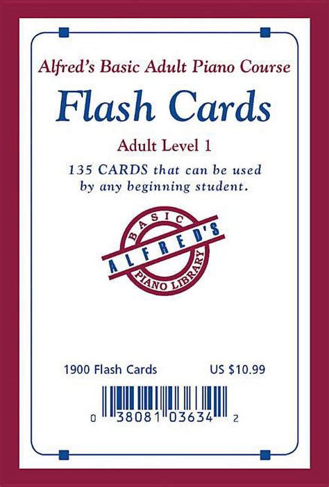 Alfred S Basic Adult Piano Course Flash Cards Adult Level