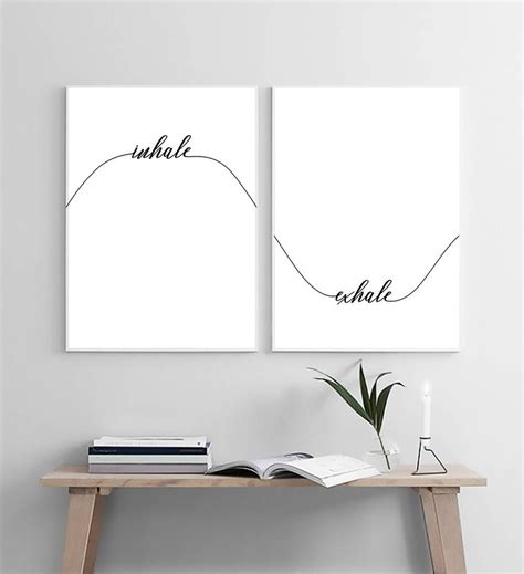 Inhale Exhale Print Yoga Wall Decor Calligraphy Wall Art Etsy