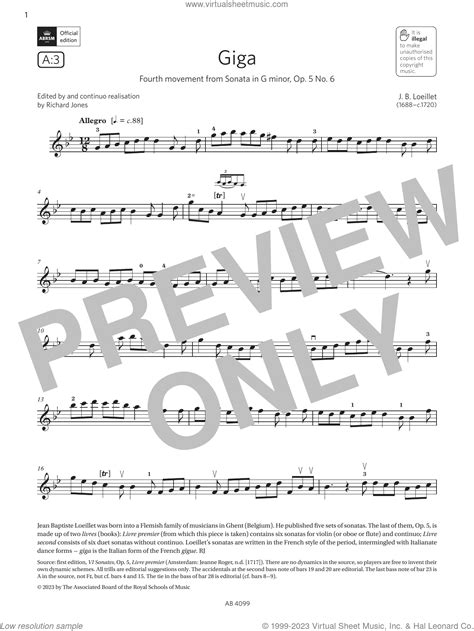 Giga Grade 5 A3 From The Abrsm Violin Syllabus From 2024 Sheet