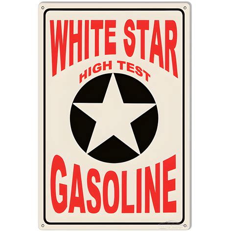 White Star High Test Gasoline Metal Sign - 12" x 18"