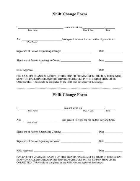 Free Shift Change Request Forms In Pdf Ms Word