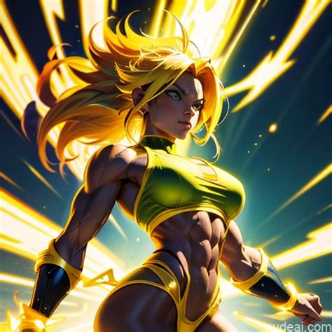 Nude Ai Image For Busty Muscular Abs Super Saiyan Superhero Bodybuilder