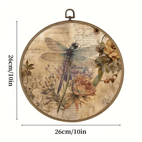 Vintage Dragonfly Flower Framed Wall Art Decor Dragonfly Wall Art