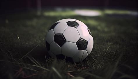 Premium Ai Image Closeup View Of Leather Soccer Ball On Green Grass