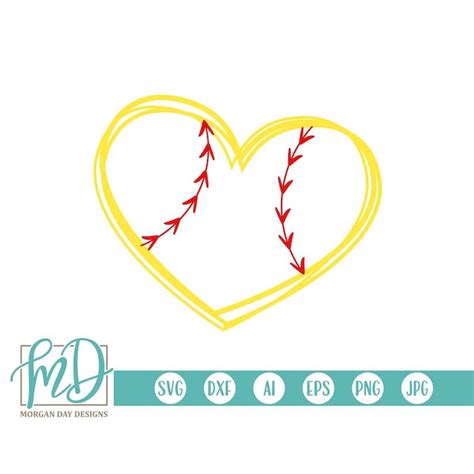 Softball SVG, Softball Heart SVG, Softball Cut Files, Softba - Inspire ...