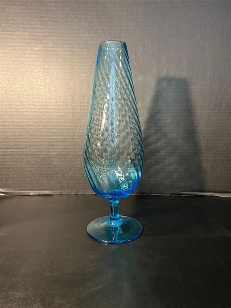 Mcm Tall Blue Empoli Vase Italy 1960 S Etsy