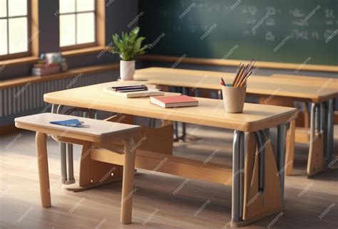 Premium Photo Beautiful School Classroom Bench And Table With Other